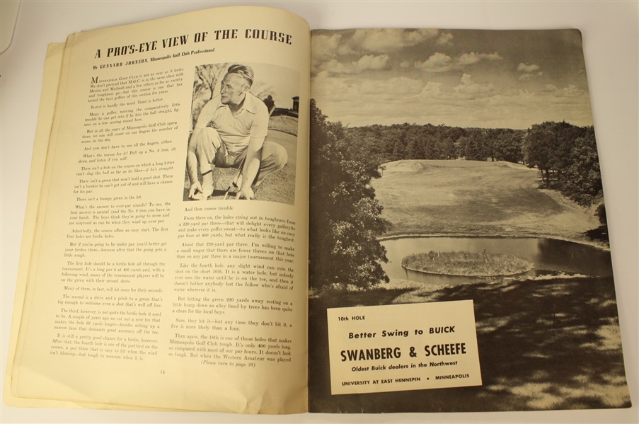 1950 US Amateur Championship Program Minneapolis GC Signed by Sam Urzetta JSA COA