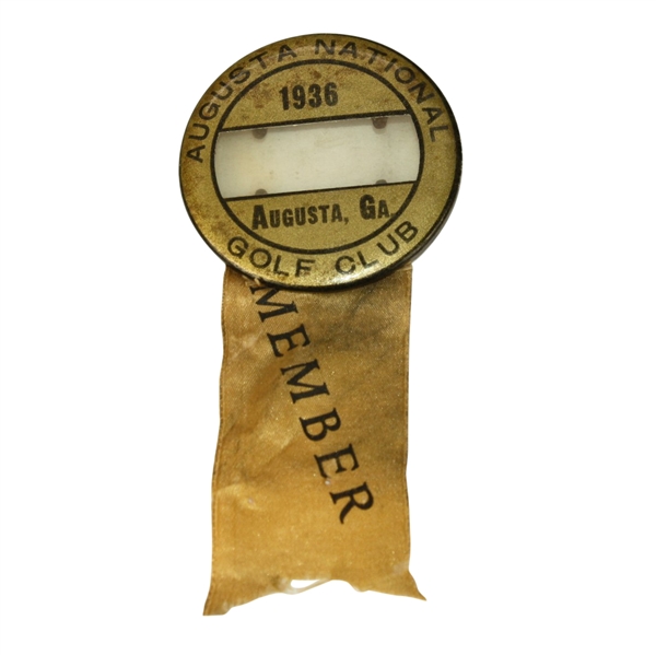 1936 Augusta National Member Masters Badge and Ribbon