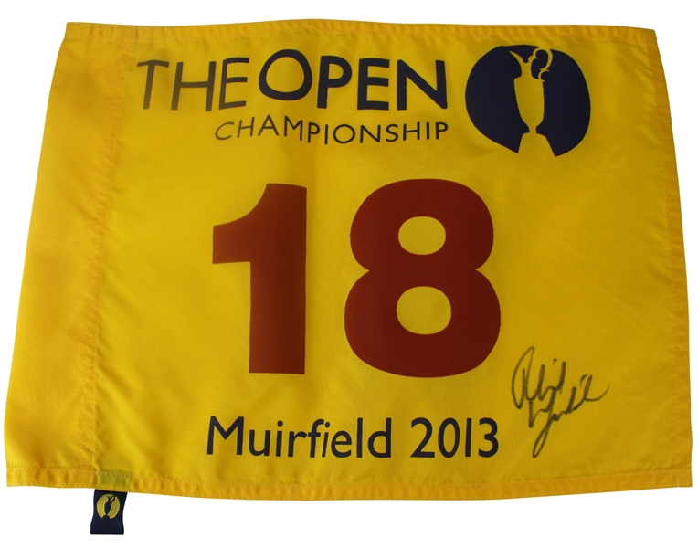 Phil Mickelson Signed 2013 Open Flag - Muirfield JSA #Y04161