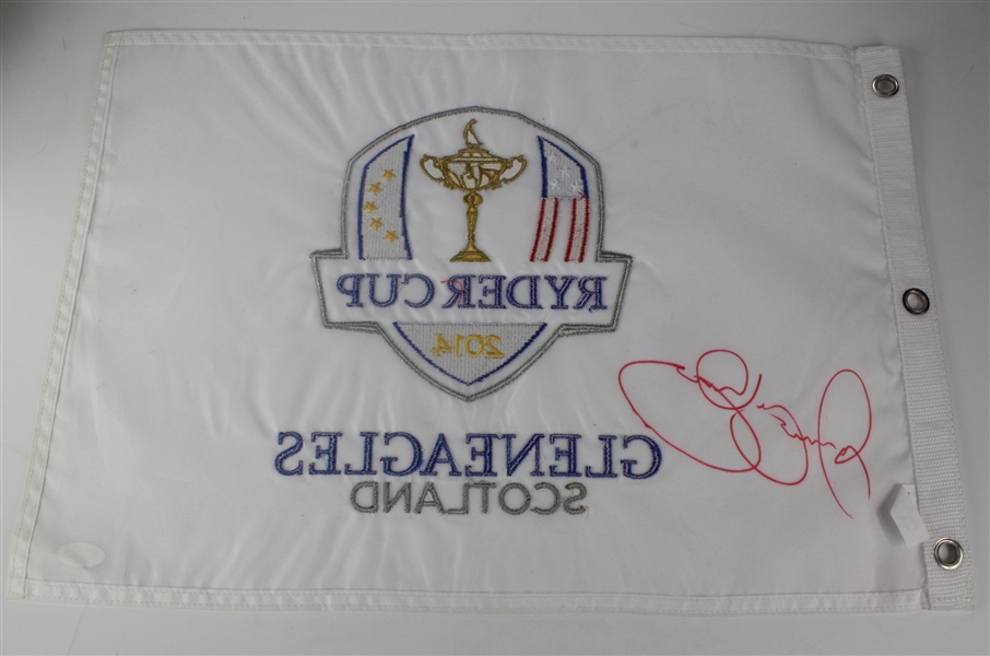 Rory McIlroy Signed 2014 Ryder Cup Embroidered Gleneagles Flag JSA #L07526