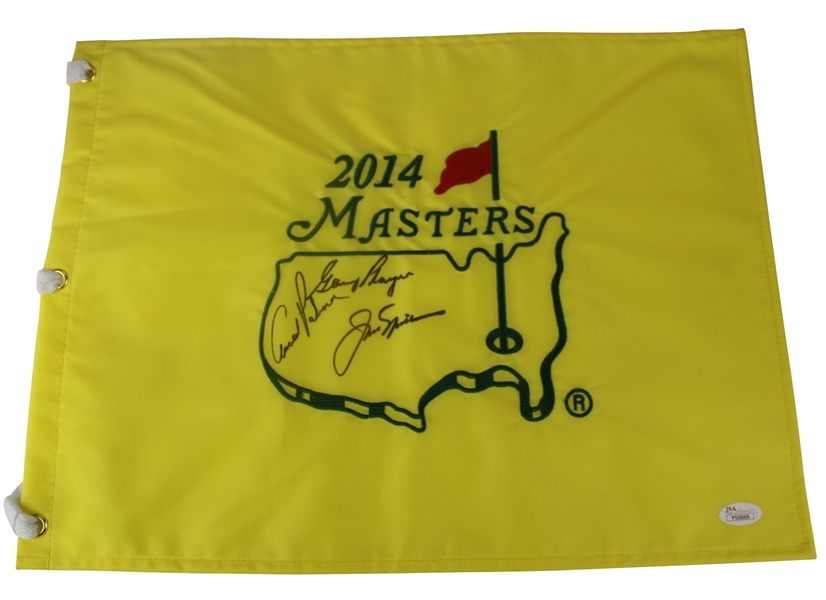 'The Big Three' Signed Masters 2014 Embroidered Flag JSA #Y50669