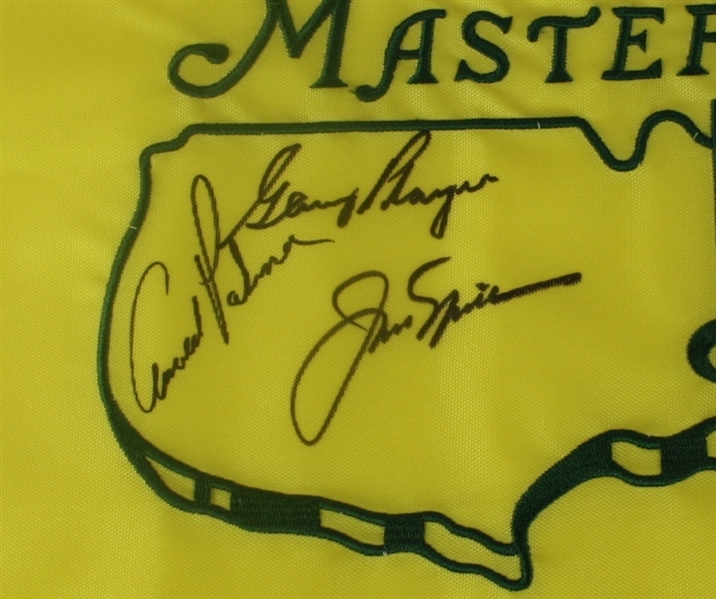 'The Big Three' Signed Masters 2014 Embroidered Flag JSA #Y50669