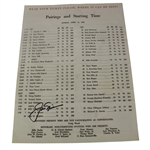 Jack Nicklaus Signed 1965 Masters Sunday Pairing Sheet - 2nd Victory JSA COA