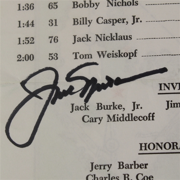 Jack Nicklaus Signed 1975 Masters Sunday Pairing Sheet - 5th Victory JSA COA