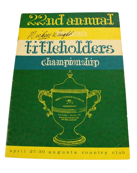 1961 Women's Titleholder Championship Program Signed by Mickey Wright JSA COA