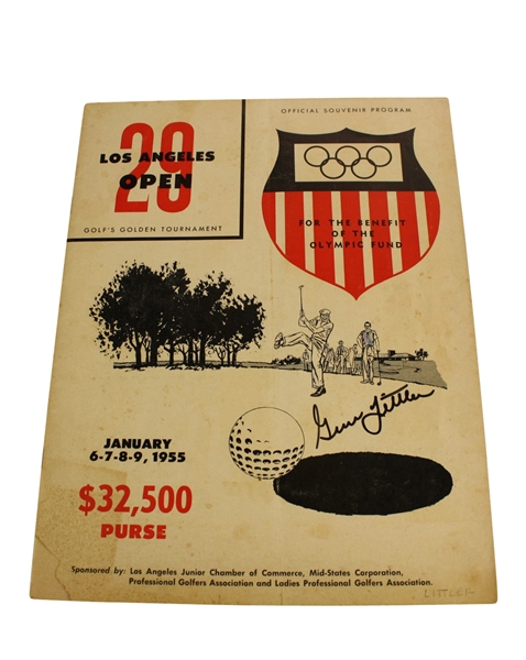 1955 LA Open Tournament Program Signed by Gene Littler JSA COA