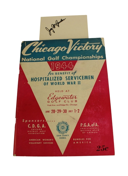 1944 Chicago Victory National Golf Championship Program with Jug McSpaden Signed Cut JSA COA