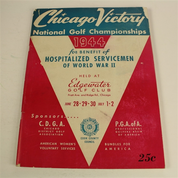 1944 Chicago Victory National Golf Championship Program with Jug McSpaden Signed Cut JSA COA