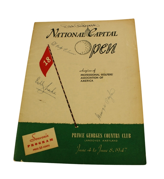 1947 National Capital Open Tournament Program - Mutli-Signed Snead, Mangrum, etc. JSA COA