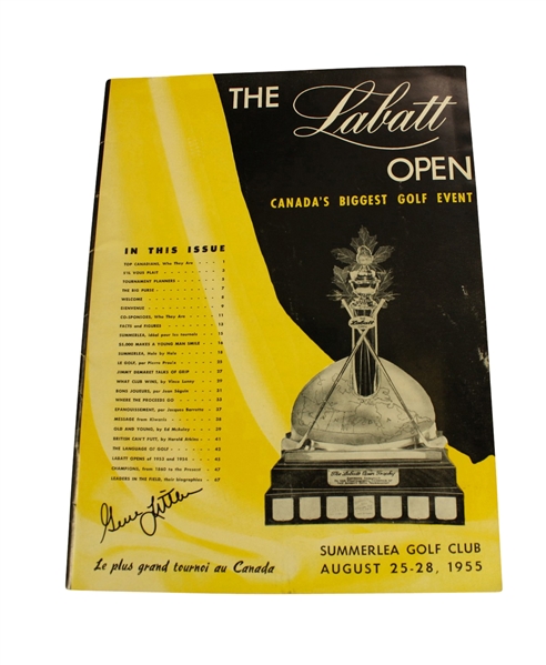 1955 The Labatt Open Tournament Official Program Signed by Gene Littler JSA COA