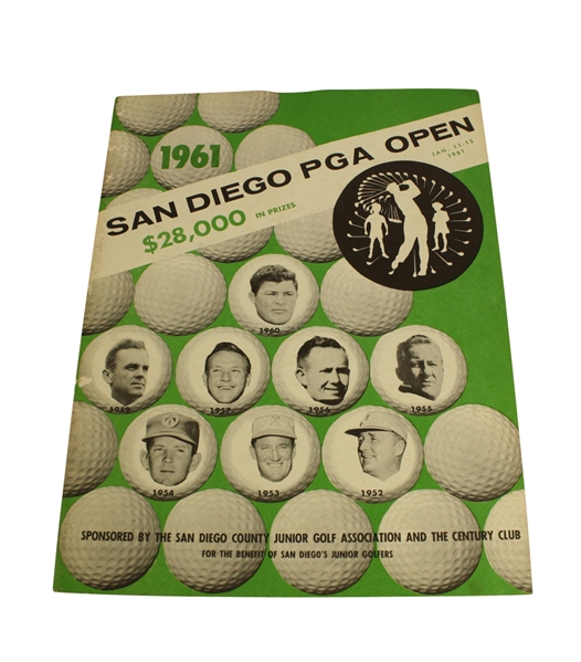 1961 San Diego PGA Open Championship Program - Arnold Palmer Winner