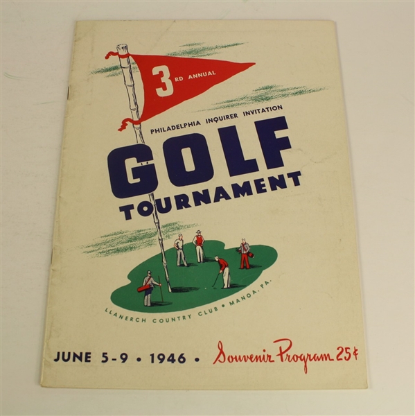 1946 Third Annual Philadelphia Inquirier Inviation Tournament Program with Herman Barron Cut Sig JSA COA