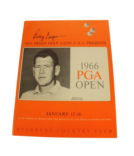 1966 San Diego Golf Land PGA Open Program Signed by Billy Casper JSA COA