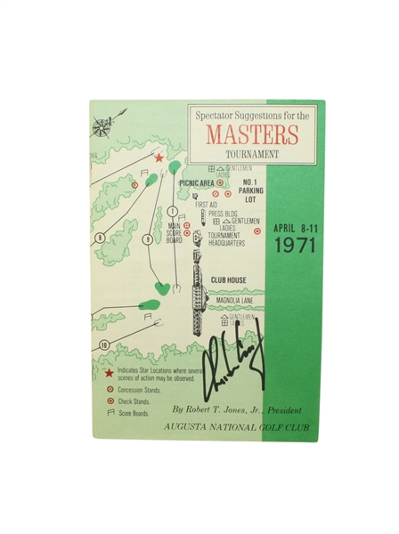 1971 Masters Spectator Guide Signed by Charles Coody JSA COA
