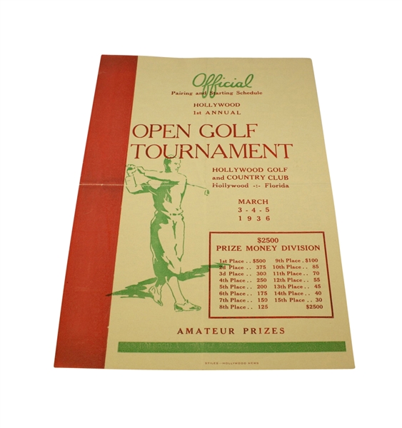 1936 First Annual Hollywood Open Golf Tournament Program