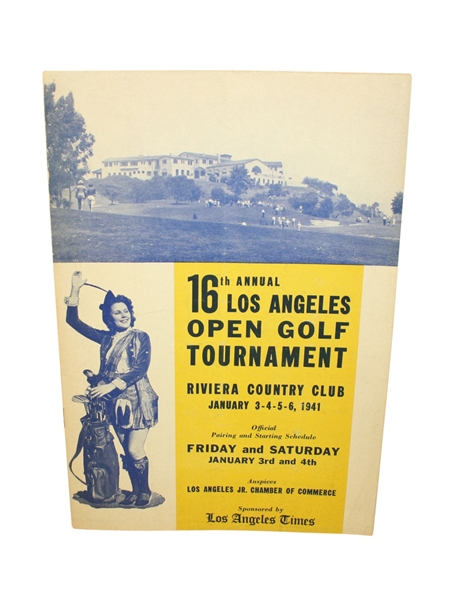 1941 Los Angeles Open Program with Champ  Johnny Bulla Signed Cut JSA COA