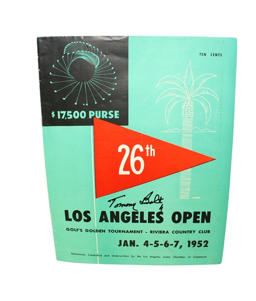 1952 Los Angeles Open Program Signed by Winner H.O.F.er  Tommy Bolt JSA COA