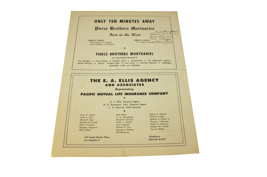 1951 Los Angeles Open Sunday Pairing Sheet
