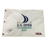 Jordan Spieth Signed 2015 US Open Embroidered White Flag - Chambers Bay