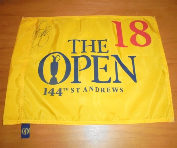 Rickie Fowler Signed 2015 Open Championship Flag - St. Andrews JSA COA