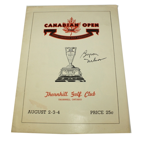 1945 Canadian Open Program Signed by Byron Nelson-Historically Significant 11th Win !