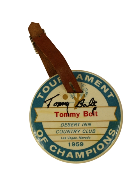 1959 Desert Inn Tournament of Champions Bag Tag - Signed by Tommy Bolt