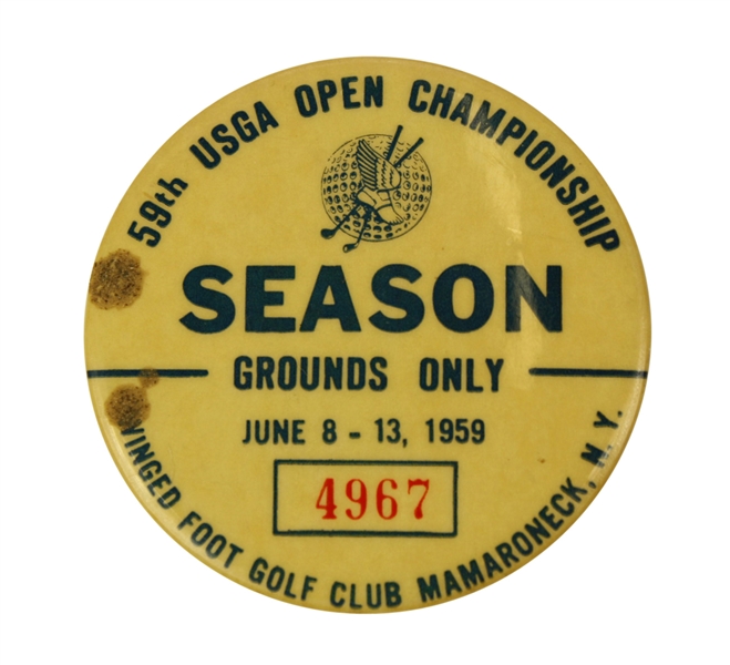 1959 US Open Championship Grounds Ticket - Casper Winner - #4967