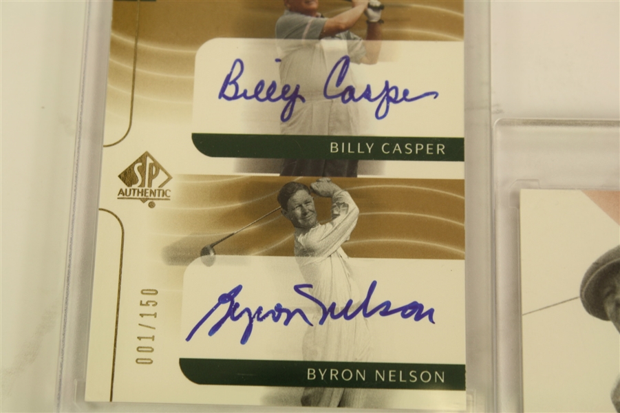 Lot of 3 Byron Nelson Signed Cards, 1 Ken Venturi(shared Card), 1 Casper(shared card), plus 2 Byron Nelson Cards