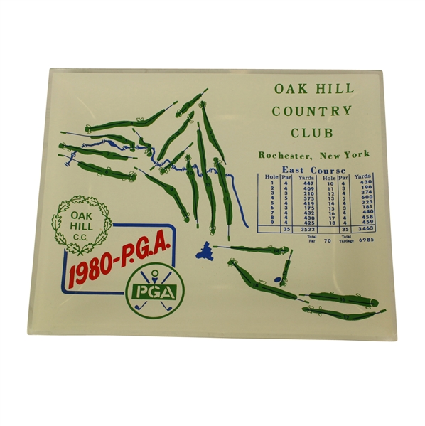 1980 PGA Championship at Oak Hill CC Glass Plate - Jack Nicklaus Winner
