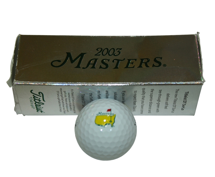 Masters Logo Golf Ball and Sleeve Case from 2003