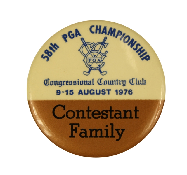 1976 PGA Championship Contestant Family Badge at Congrssional CC - Dave Stockton Winner
