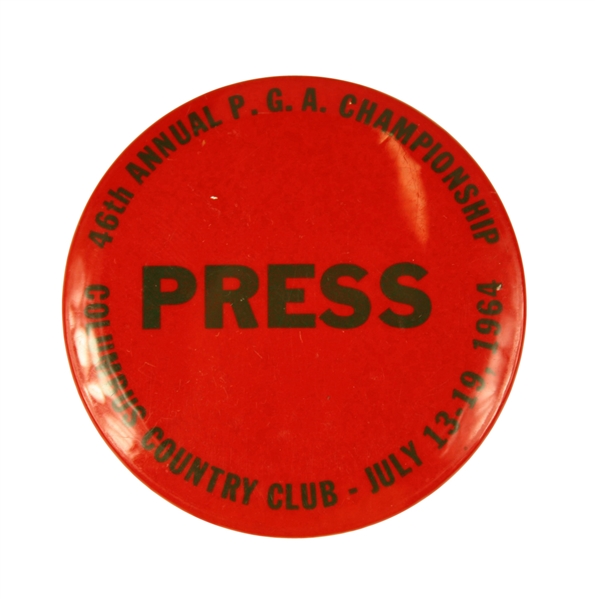 1964 PGA Championship Press Pin at Columbus CC - Bobby Nichols Winner