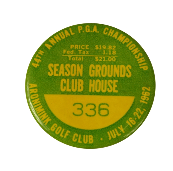 1962 PGA Championship Grounds Club House Pin at Aronmink GC - Gary Player Winner