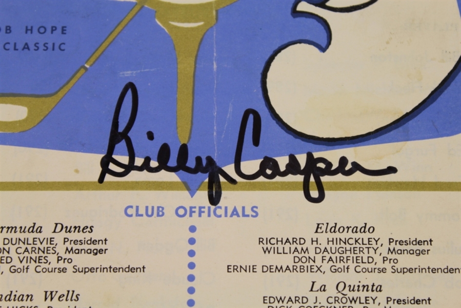 1965 Bob Hope Desert Classic Championship Sunday Sheet Signed by Billy Casper JSA COA