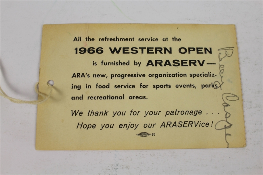 1966 Western Open Sunday Ticket Signed Twice by Billy Casper JSA COA