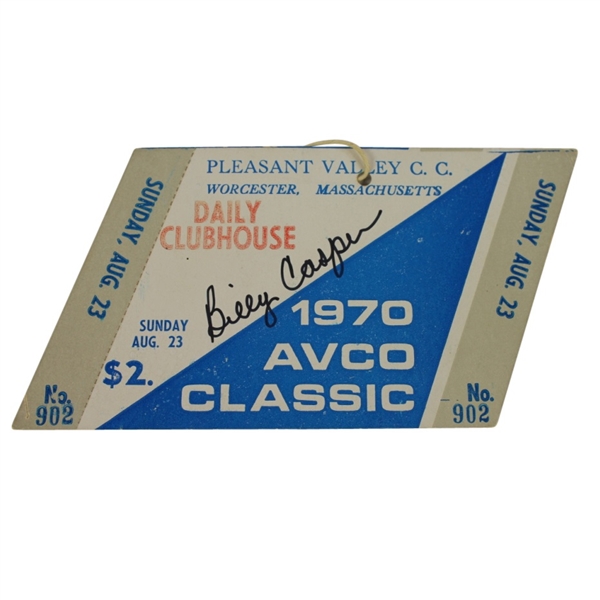 1970 AVCO Classic Sunday Ticket Signed by Billy Casper JSA COA