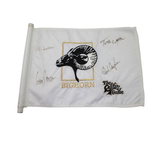 The Skins Game Embroidered Big Horn Flag Signed by Four Stars JSA COA