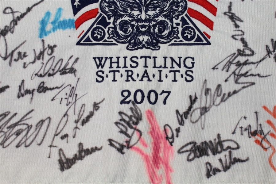 Multi-Signed 2007 Whistling Straits Senior Open Embroidered Flag - 39 Signatures JSA COA