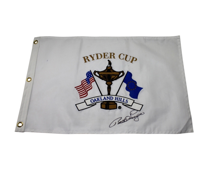 Bernhard Langer Signed 2004 Ryder Cup Embroidered Flag - Oakland Hills JSA COA