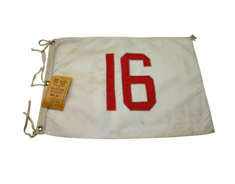 1964 Western Golf Tournament Course Flown #16 Embroidered Flag with Friday Ticket