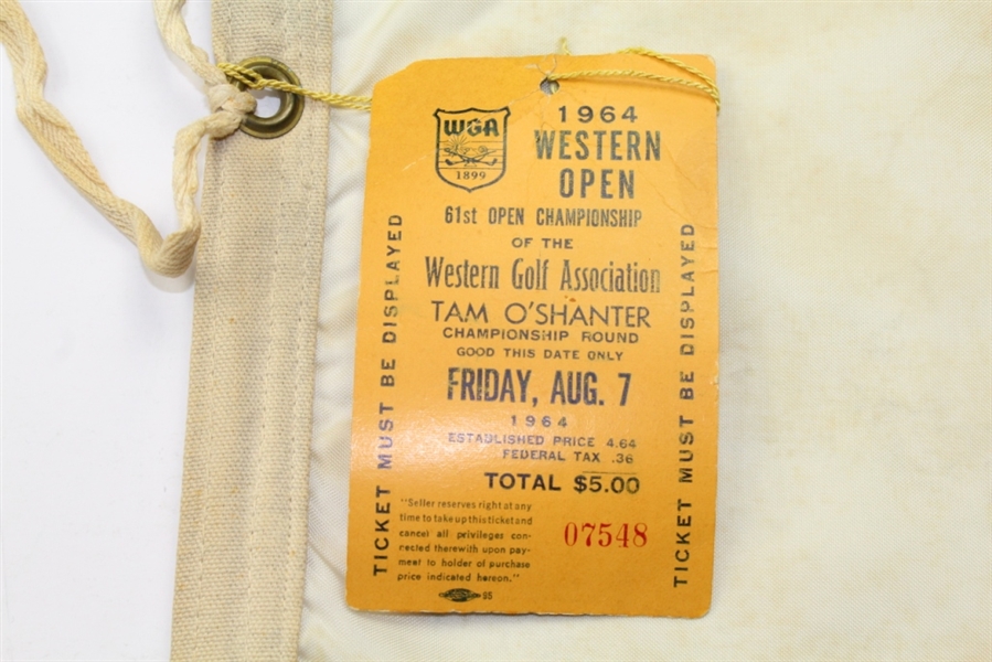 1964 Western Golf Tournament Course Flown #16 Embroidered Flag with Friday Ticket