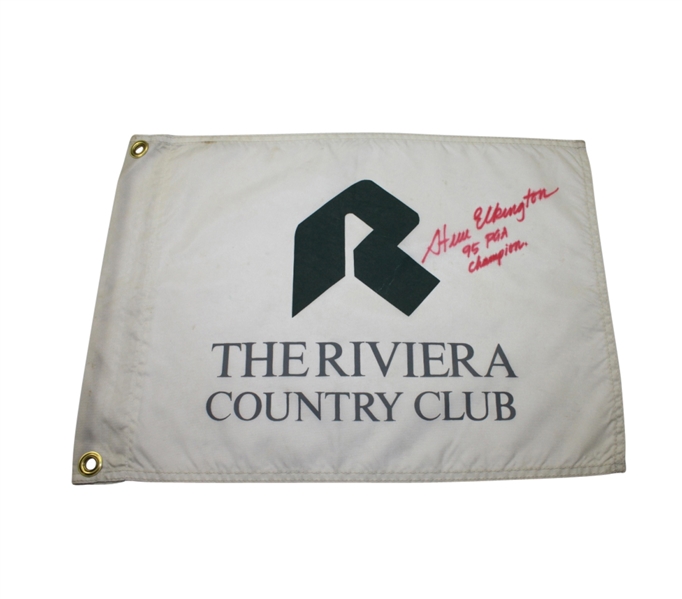 Signed Steve Elkington Champ @ 1995 PGA Championship Riviera Country Club Flag JSA COA