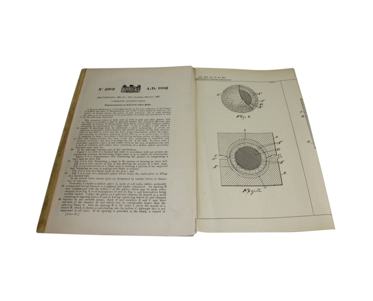 1902 Eleazer Kempshall Patent for Improvements in Golf and other Balls