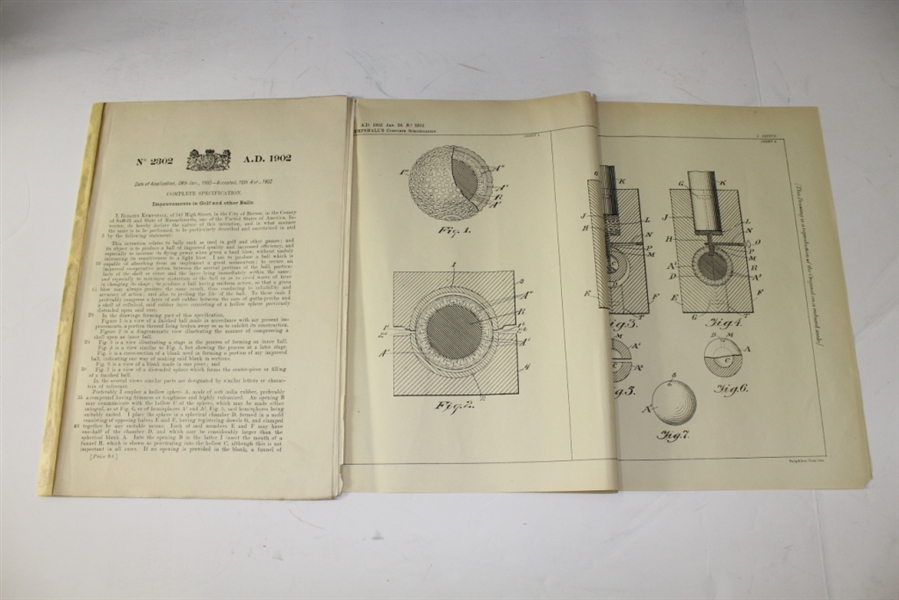 1902 Eleazer Kempshall Patent for Improvements in Golf and other Balls