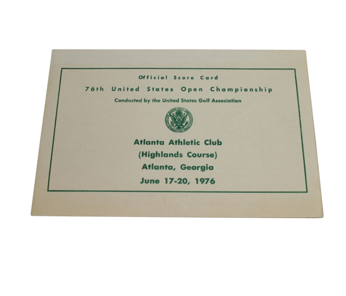 1976 US Open Championship at Atlanta Athletic Club Official Scorecard