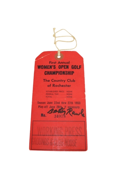 1953 1st Annual Women's Open Golf Championship Ticket Signed Betsy Rawls JSA COA