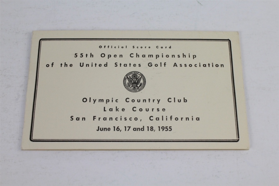 1955 US Open at Olympic Club Official Scorecard Signed by Jack Fleck JSA COA