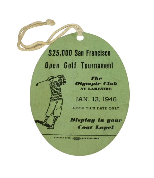  1946 San Francisco Open Championship Ticket - Byron Nelson Winner