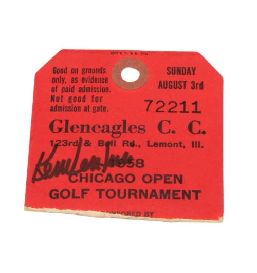 1958 Gleneagles Chicago Open Sunday Ticket Signed by Ken Venturi JSA COA