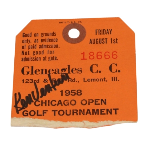 1958 Gleneagles Chicago Open Friday Ticket Signed by Ken Venturi JSA COA